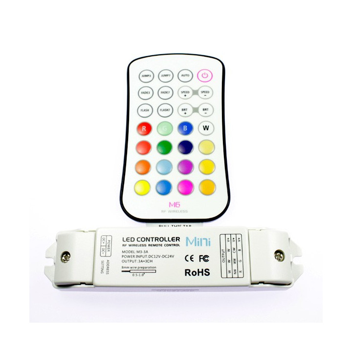 Contrôleur RGB radiofréquence avec télécommande boutons. Qualité premium